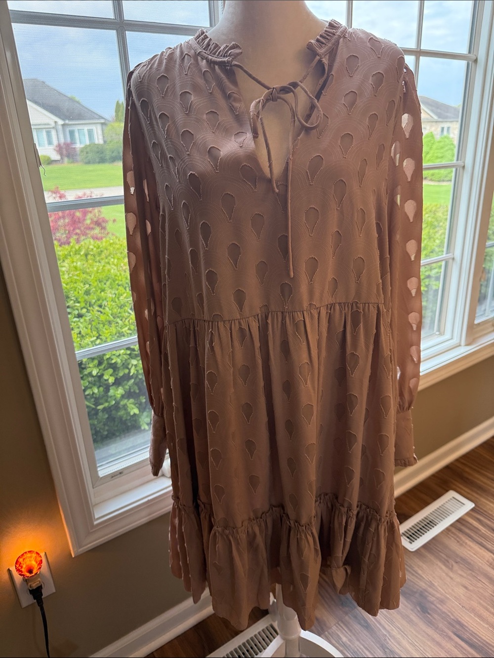 H&M Blush Taupe Satin-Tone Dress